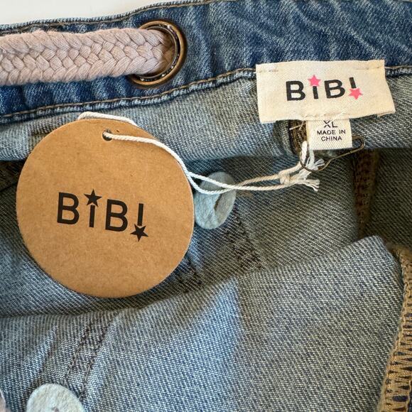 Bibi Braided Waist Belt Drip Painting Detail Washed Barrel Jeans Sz XL NEW NWT - Picture 14 of 16